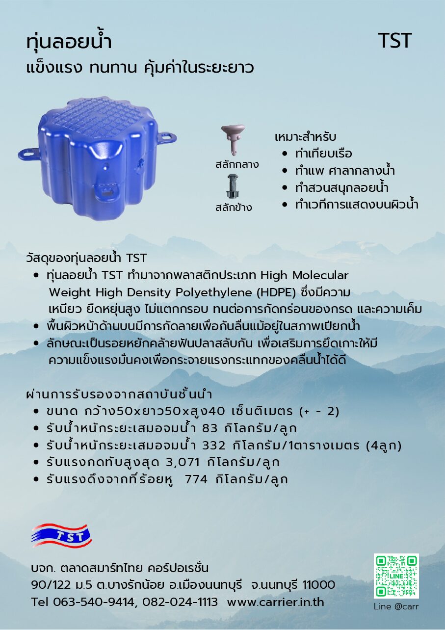 Alternative view of ทุ่นลอยน้ำ ขนาด 50x50x40 cm. (Tolerance +-2) สีน้ำเงิน