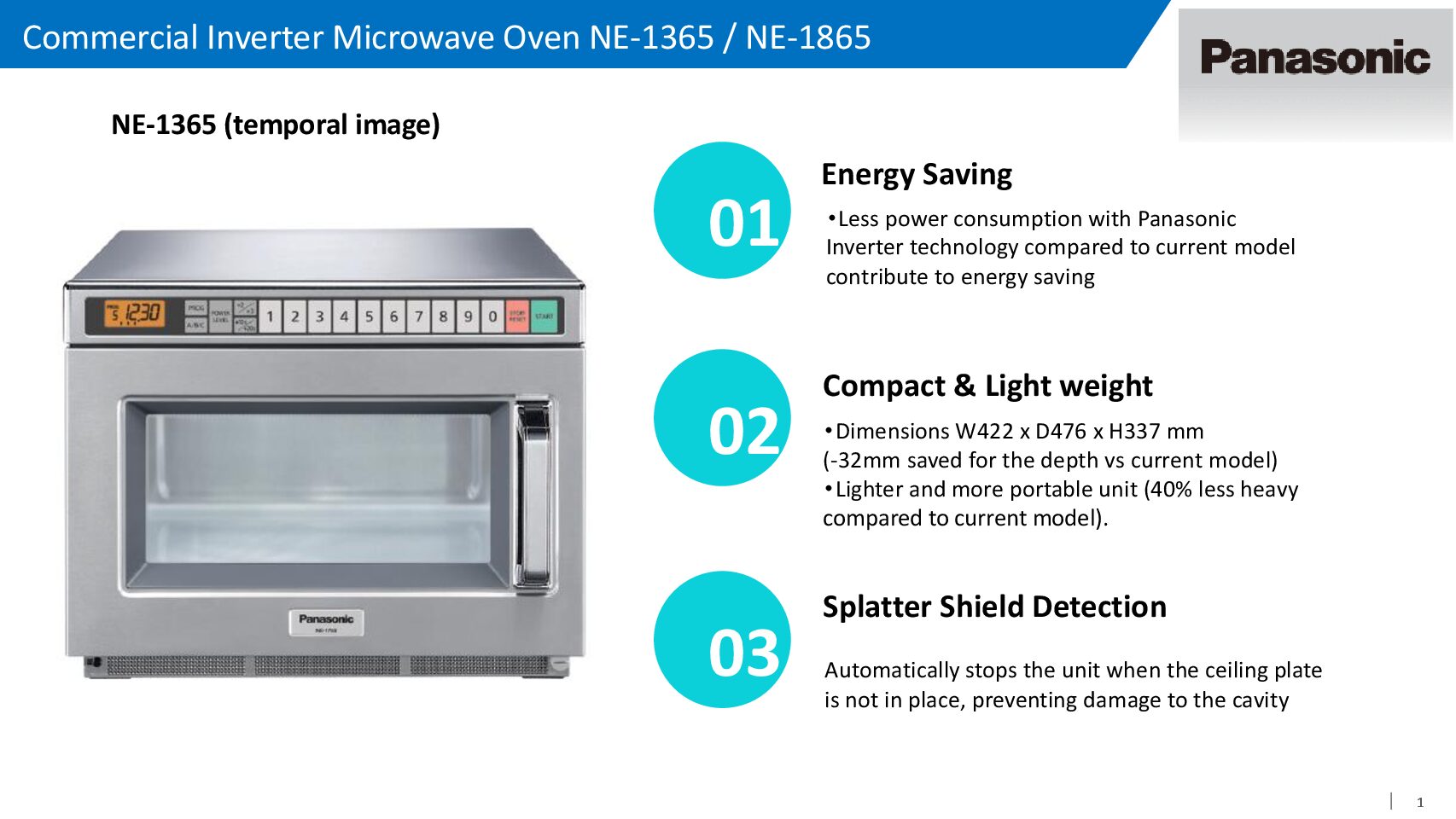เตาอบไมโครเวฟ เชิงพาณิชย์ MICROWAVE PANASONIC NE-1365TPE Inverter - Image 4