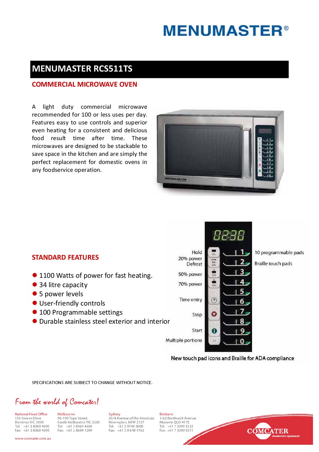 เตาอบไมโครเวฟอุตสาหกรรม MENUMASTER RCS511TS MICROWAVE OVEN - Image 3