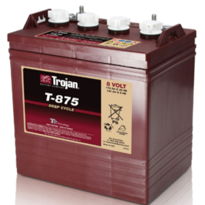 T-875 Trojan 8V Deep Cycle Batteries 170 AH @ 20Hr-Rate  Length 261 mm Width 180 mm Height 283 mm Weight 29 kg